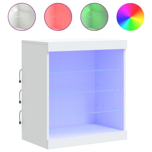 Skænk med LED-lys 60,5×37×67 cm - hvid