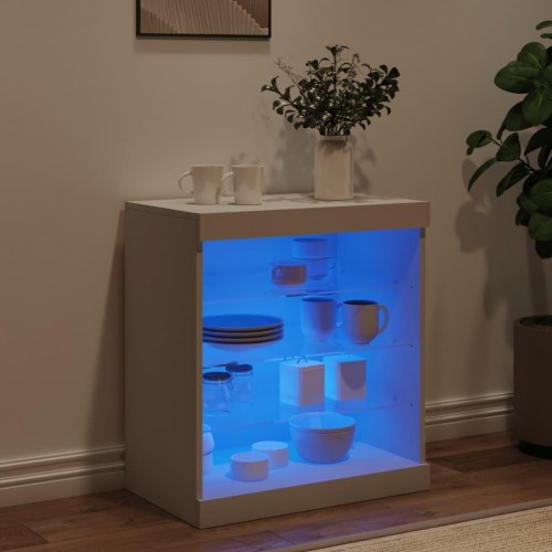 Skænk med LED-lys 60,5×37×67 cm - hvid