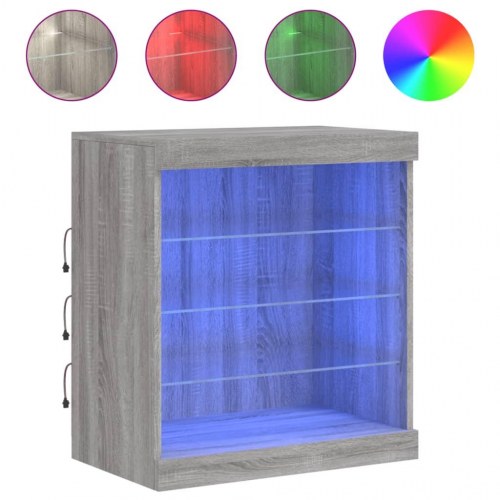 Skænk med LED-lys - 60,5 × 37 × 67 cm, grå sonoma-eg