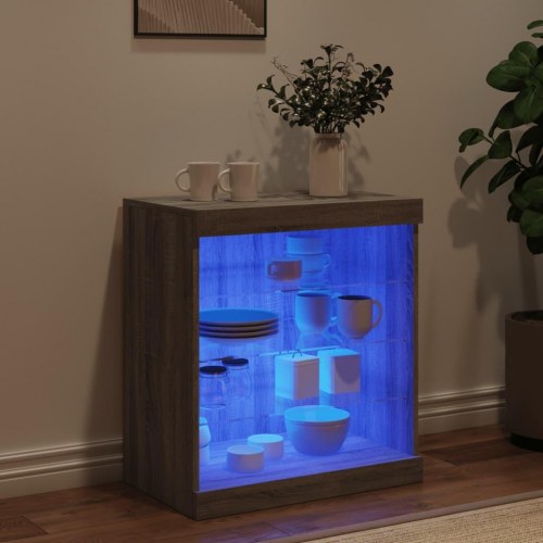 Skænk med LED-lys - 60,5 × 37 × 67 cm, grå sonoma-eg