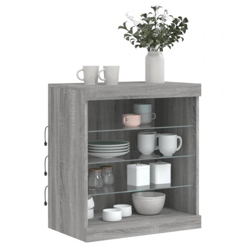 Skænk med LED-lys - 60,5 × 37 × 67 cm, grå sonoma-eg