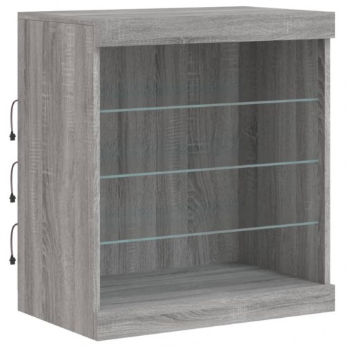 Skænk med LED-lys - 60,5 × 37 × 67 cm, grå sonoma-eg