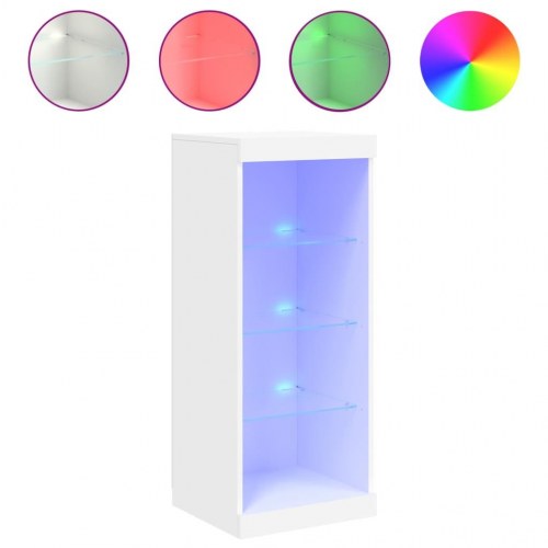 Skænk med LED-lys 41×37×100 cm - hvid glasdisplay