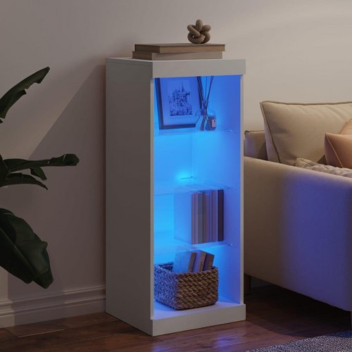 Skænk med LED-lys 41×37×100 cm - hvid glasdisplay