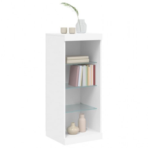 Skænk med LED-lys 41×37×100 cm - hvid glasdisplay