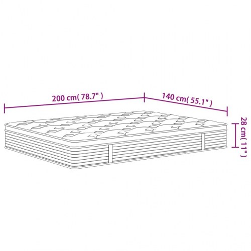 Springmadras med pocketfjedre 140x200 cm medium