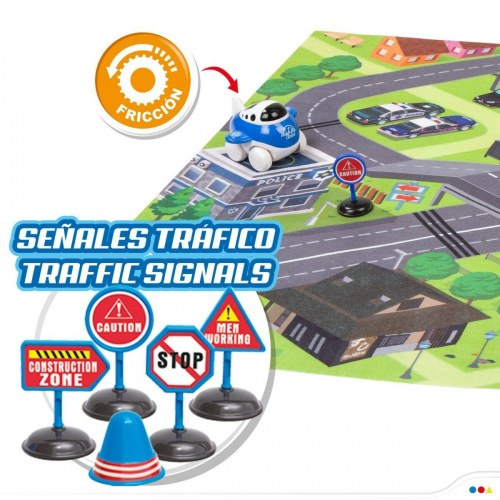 Speed & Go legetæppe med vej + tilbehør og køretøjer (6 dele)