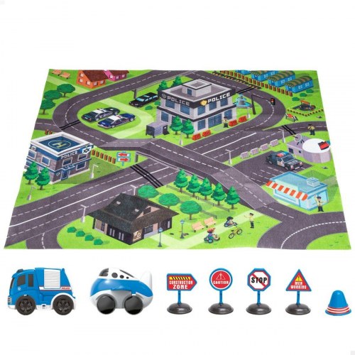 Speed & Go legetæppe med vej + tilbehør og køretøjer (6 dele)