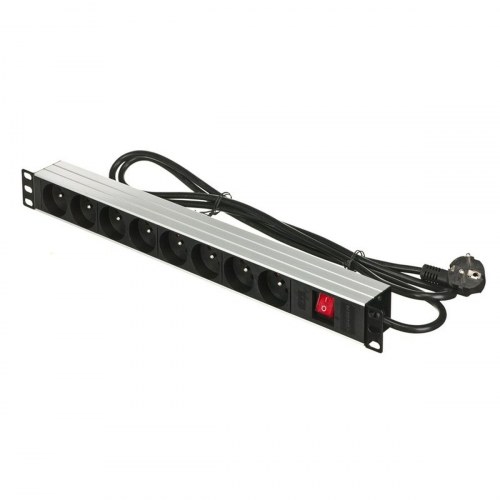 Schuko 19 "8 Way multistikdåse med tænd/slukkontakt Actina PZ081U (1,8 m)