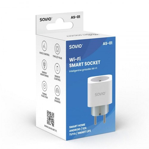 Savio Smart-stik AS-01 Wi‑Fi, hvid