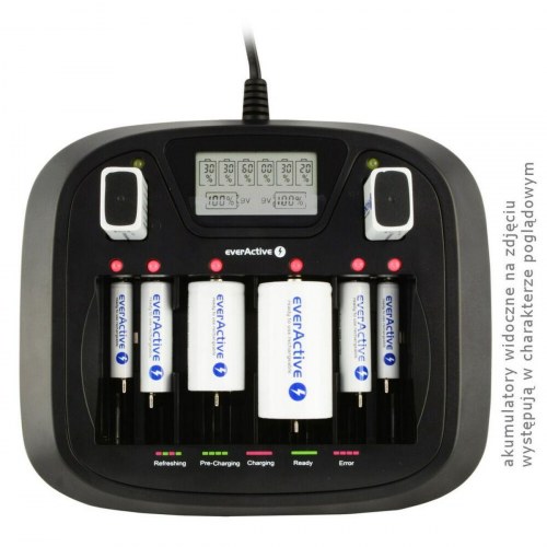 EverActive NC-900U batterioplader med display (AA/AAA/C/D/9V)