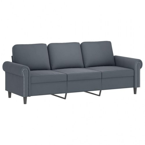 3-personers sofa med fodskammel - 180 cm velour, mørkegrå