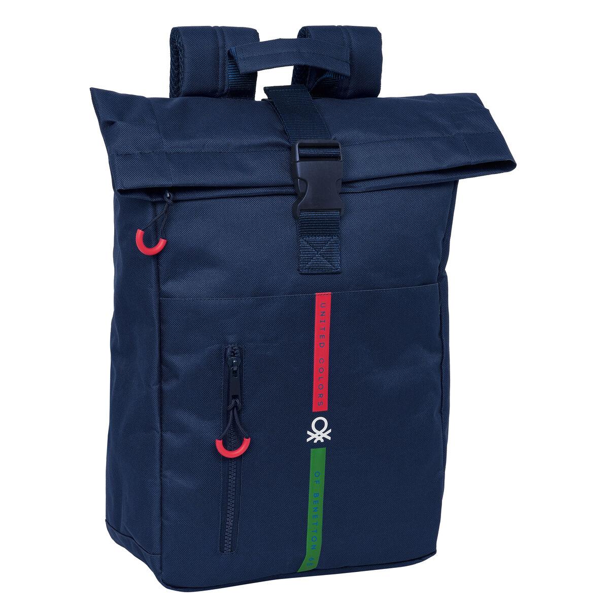 Laptop Rygsæk Benetton Italy Marineblå 28 X 42 X 13 Cm