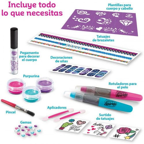 Cra-Z-Art Shimmer n’ Sparkle Ultimate Glitter - skønhedssæt til børn, negle/hår/krop, 4 enheder
