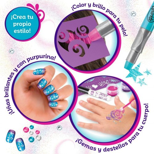 Cra-Z-Art Shimmer n’ Sparkle Ultimate Glitter - skønhedssæt til børn, negle/hår/krop, 4 enheder