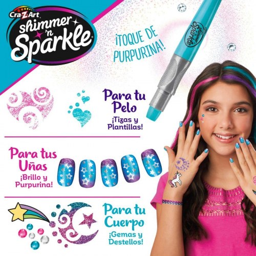 Cra-Z-Art Shimmer n’ Sparkle Ultimate Glitter - skønhedssæt til børn, negle/hår/krop, 4 enheder