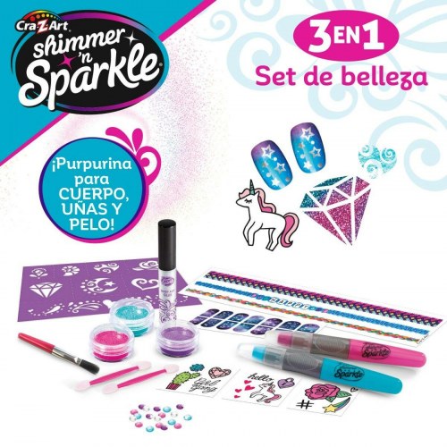 Cra-Z-Art Shimmer n’ Sparkle Ultimate Glitter - skønhedssæt til børn, negle/hår/krop, 4 enheder