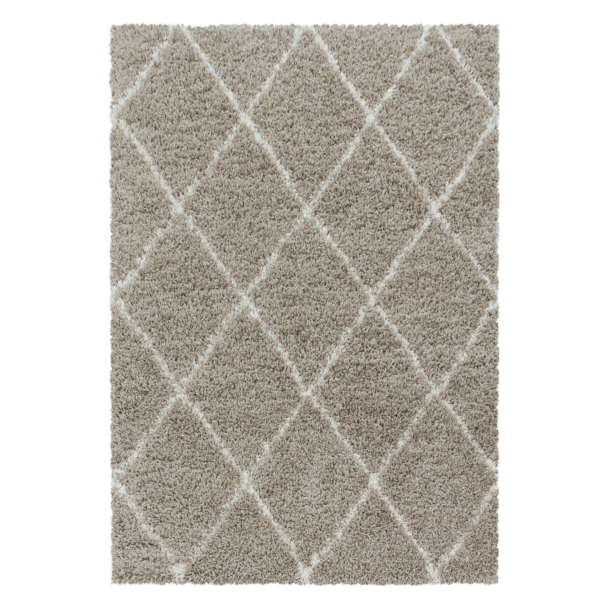 Alvor Shaggy Tæppeløber Geometrisk - Beige - 80x250 (Løber)