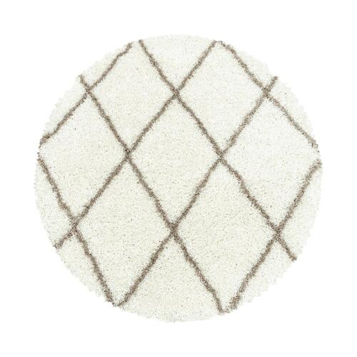 Alvor Rund Shaggy tæppe Geometrisk - Creme