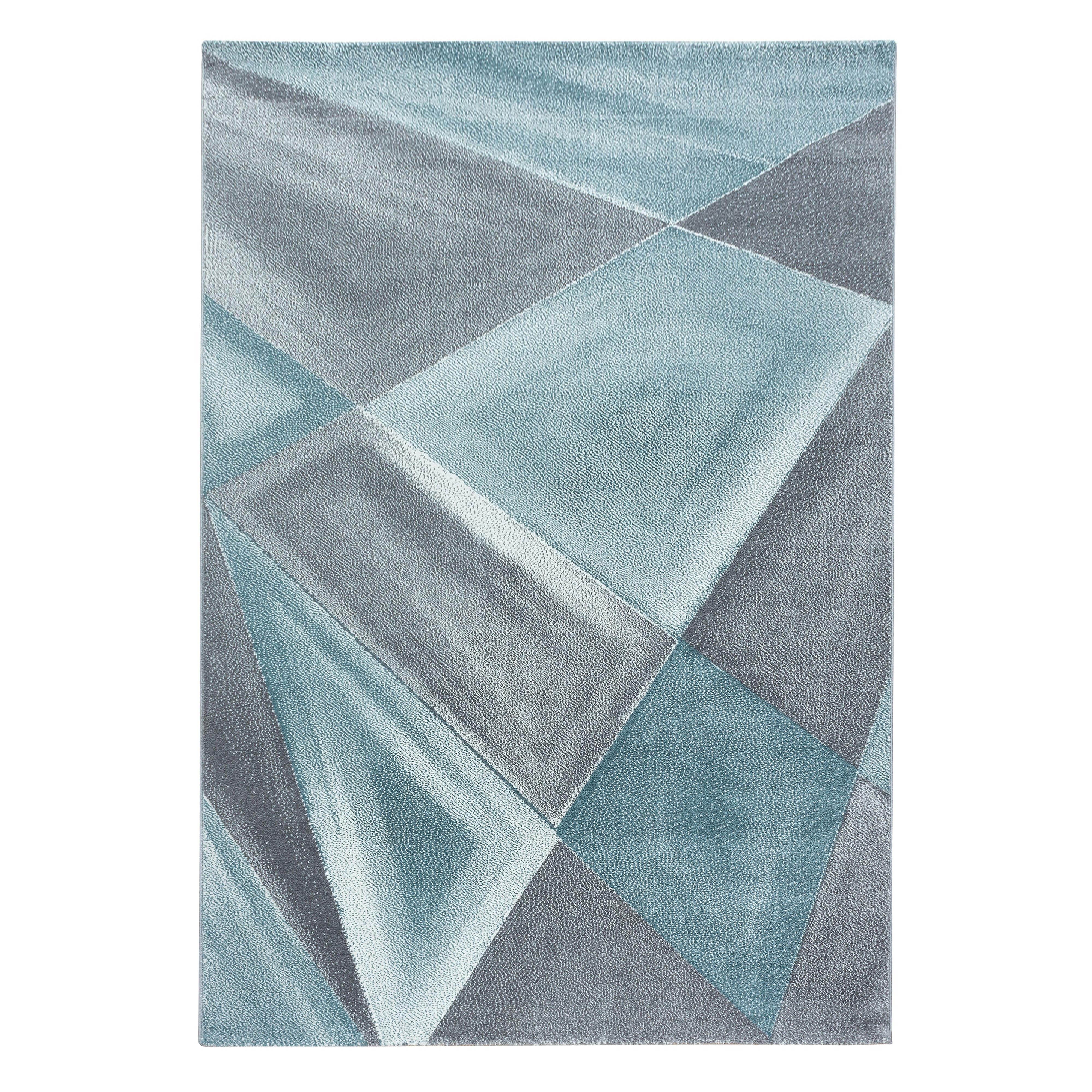 Beta Kortluvet Tæppe Geometrisk Blå 140x200