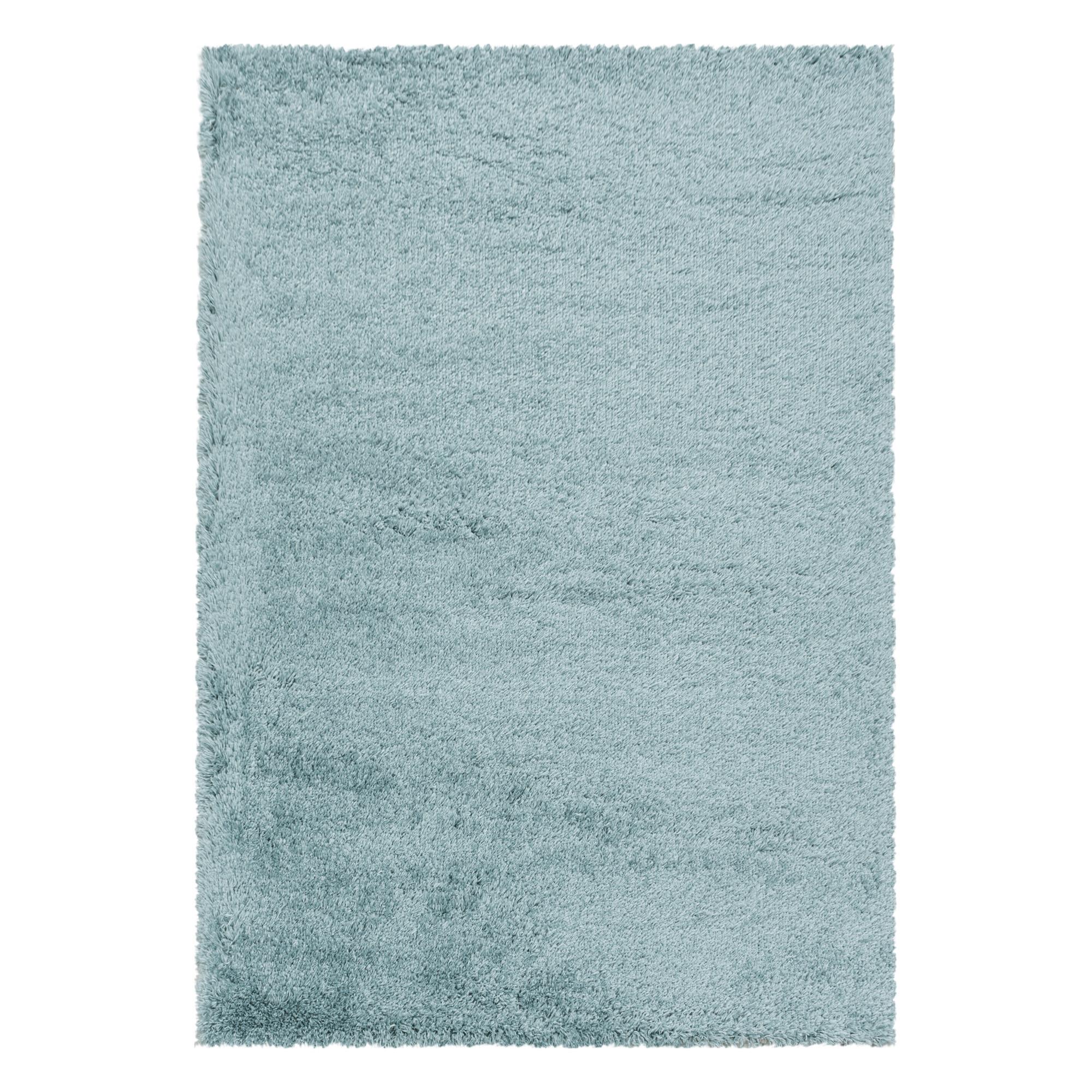 Fluffy Shaggy tæppe Ensfarvet - Blå - 120x170