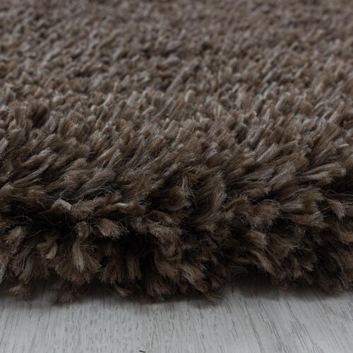 Fluffy Shaggy tæppe Ensfarvet - Brun