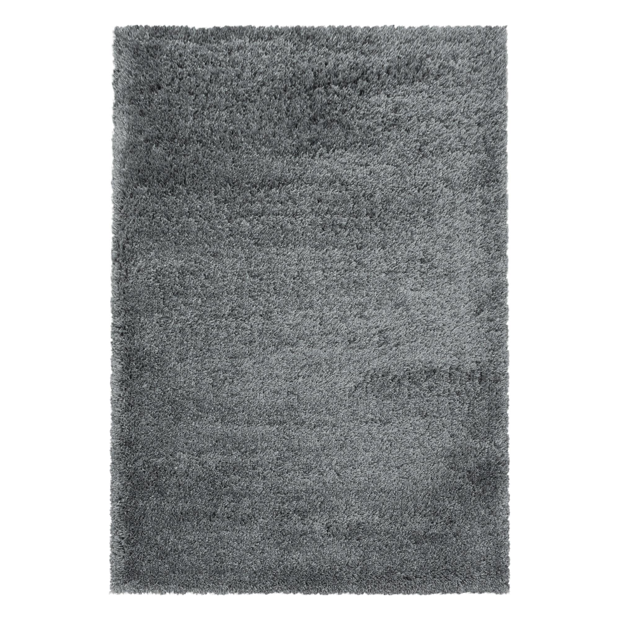 Fluffy Shaggy Tæppeløber Ensfarvet - Lysegrå - 60x110 (Løber)
