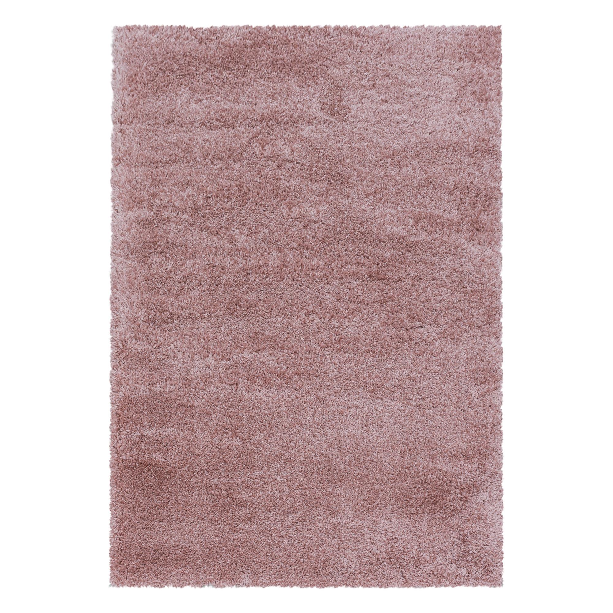 Fluffy Shaggy tæppe Ensfarvet - Rosa - 120x170
