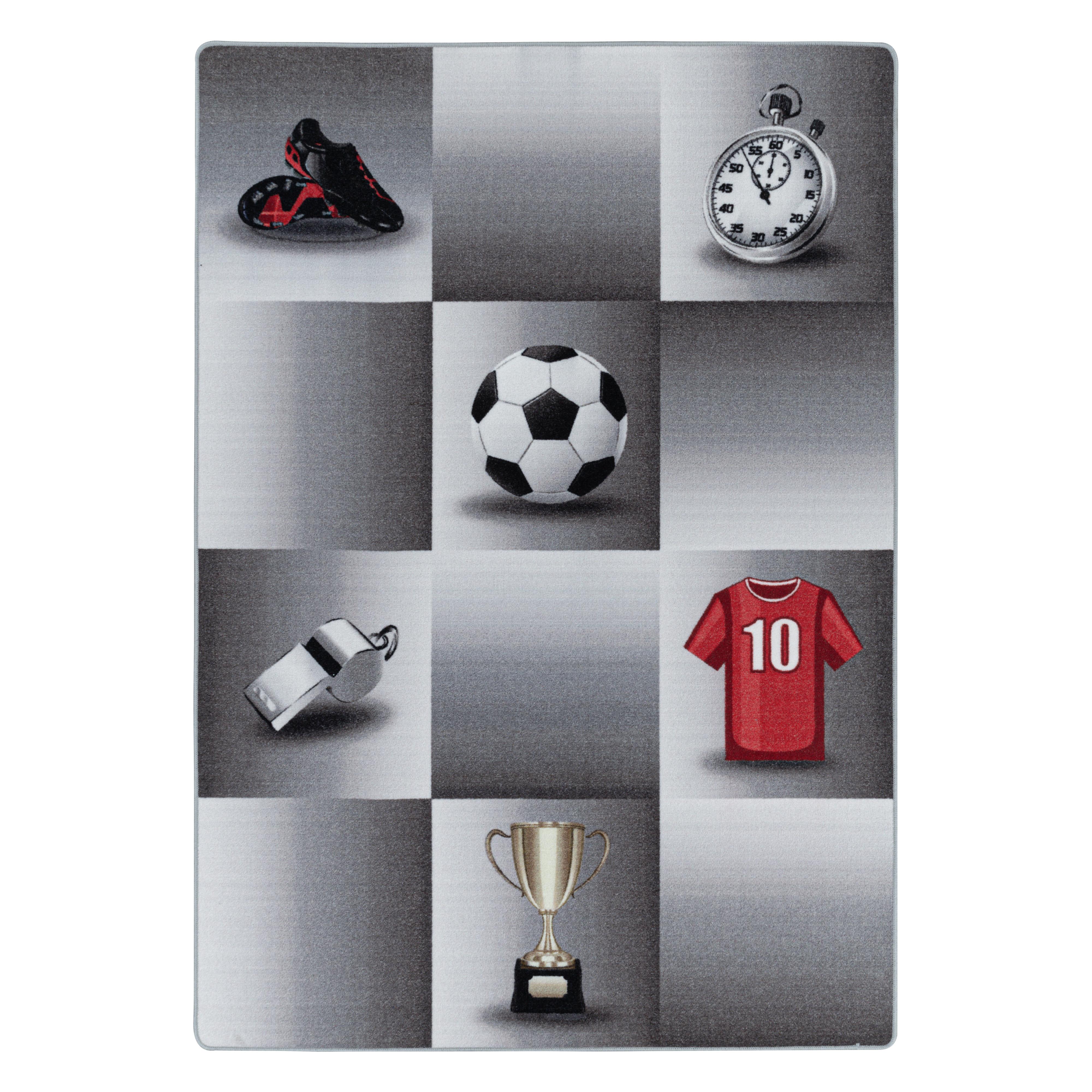 Play Børne Tæppeløber Fodbold Grå 80x120 Løber