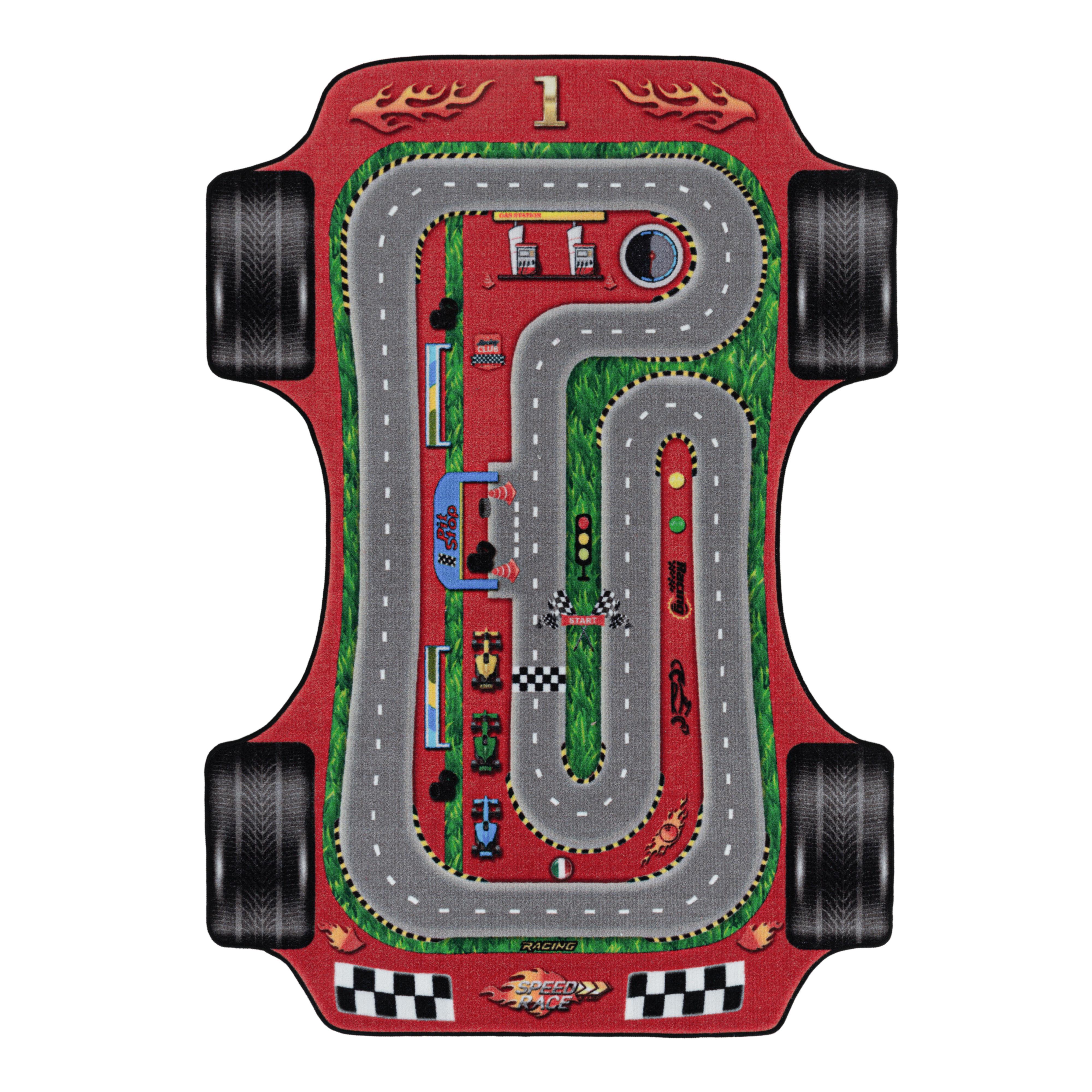 Play Børnetæppe Racerbane - Rød - 100x150