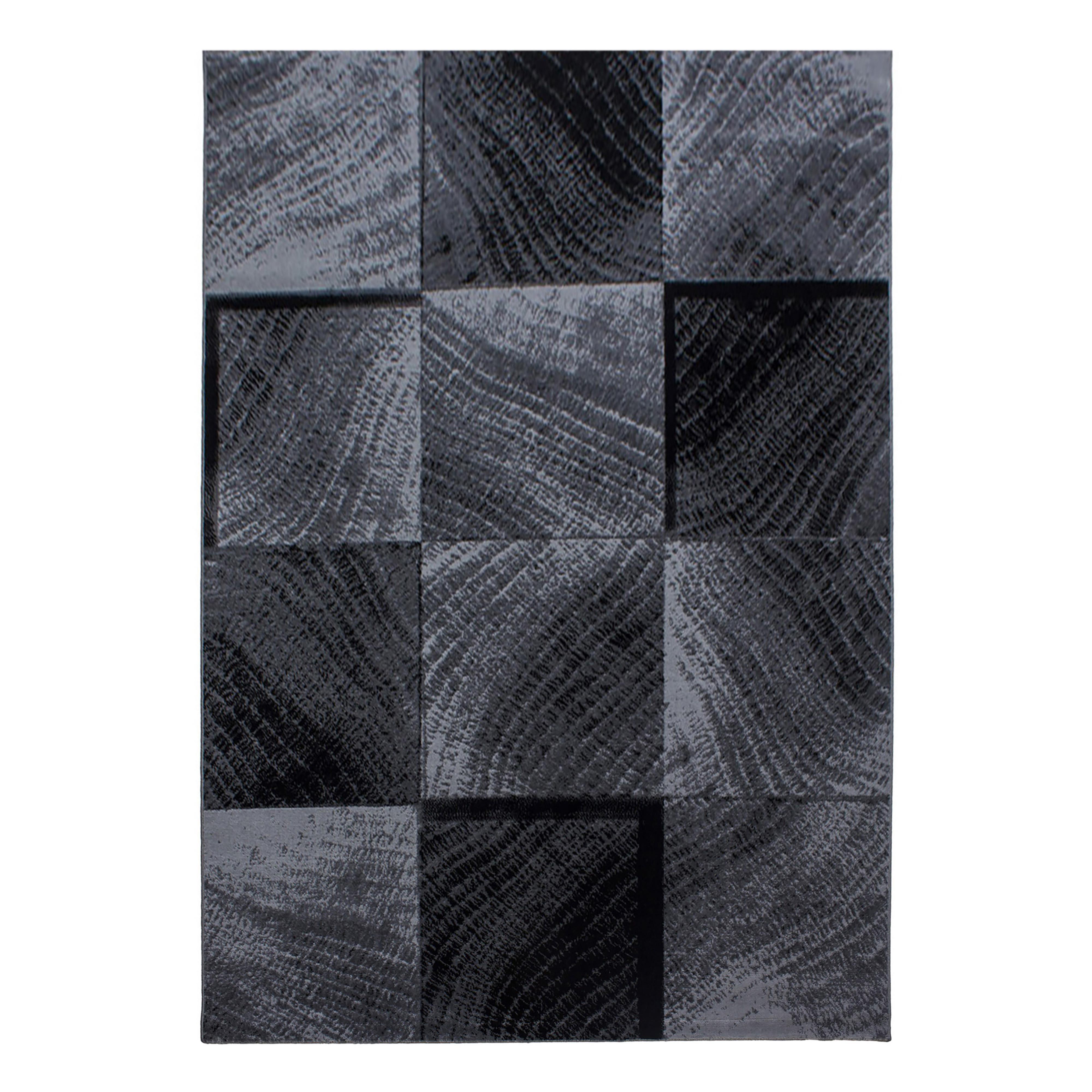 Plus Kortluvet Tæppeløber Ternet - Sort - 80x150 (Løber)