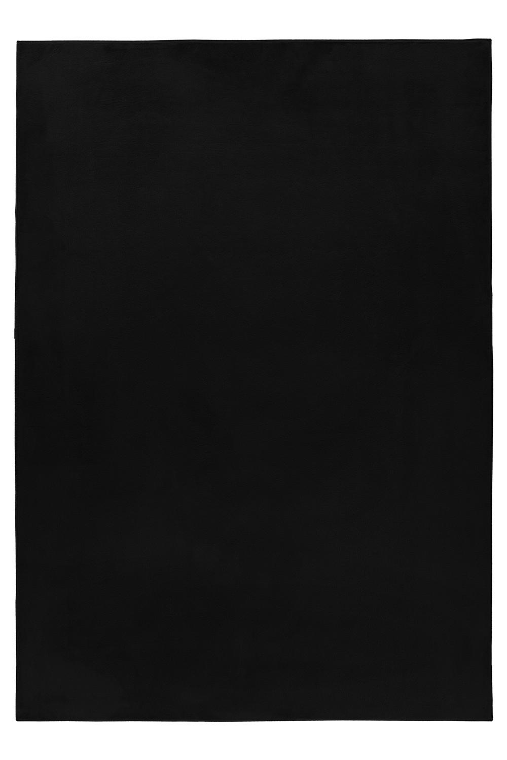 Pouffy Shaggy Tæppe Ensfarvet Sort 160x230