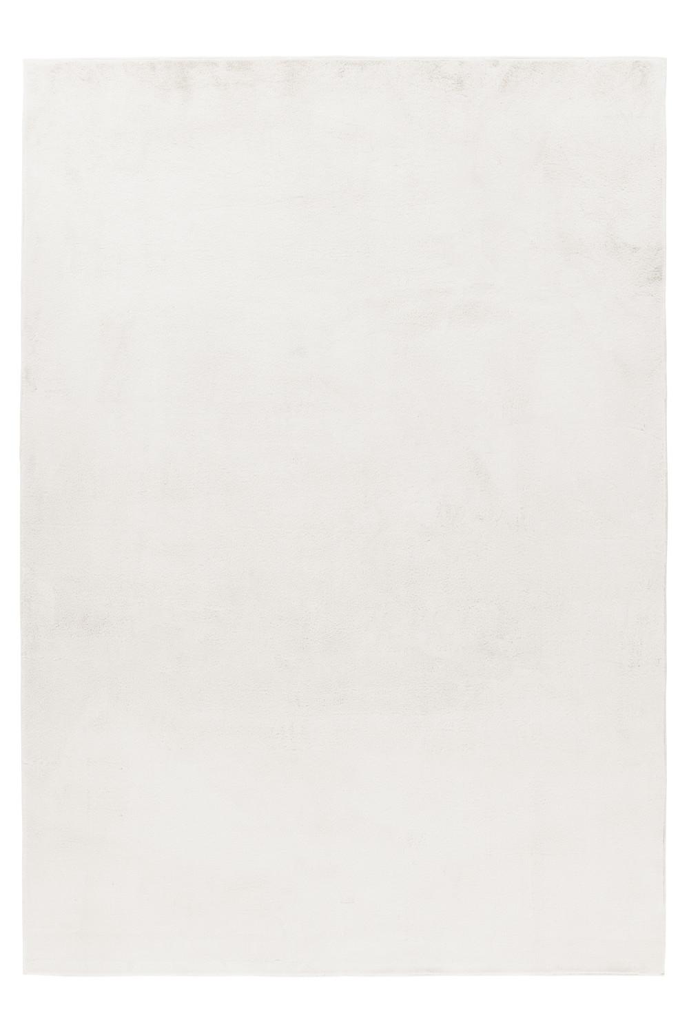 Pouffy Shaggy tæppe Ensfarvet - Creme - 140x200