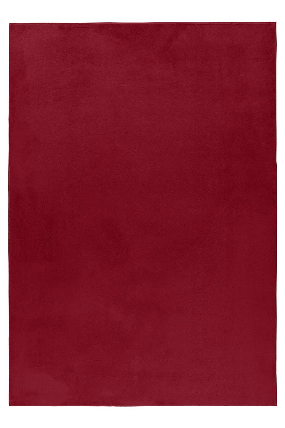 Pouffy Shaggy Tæppe Ensfarvet Rød 160x230