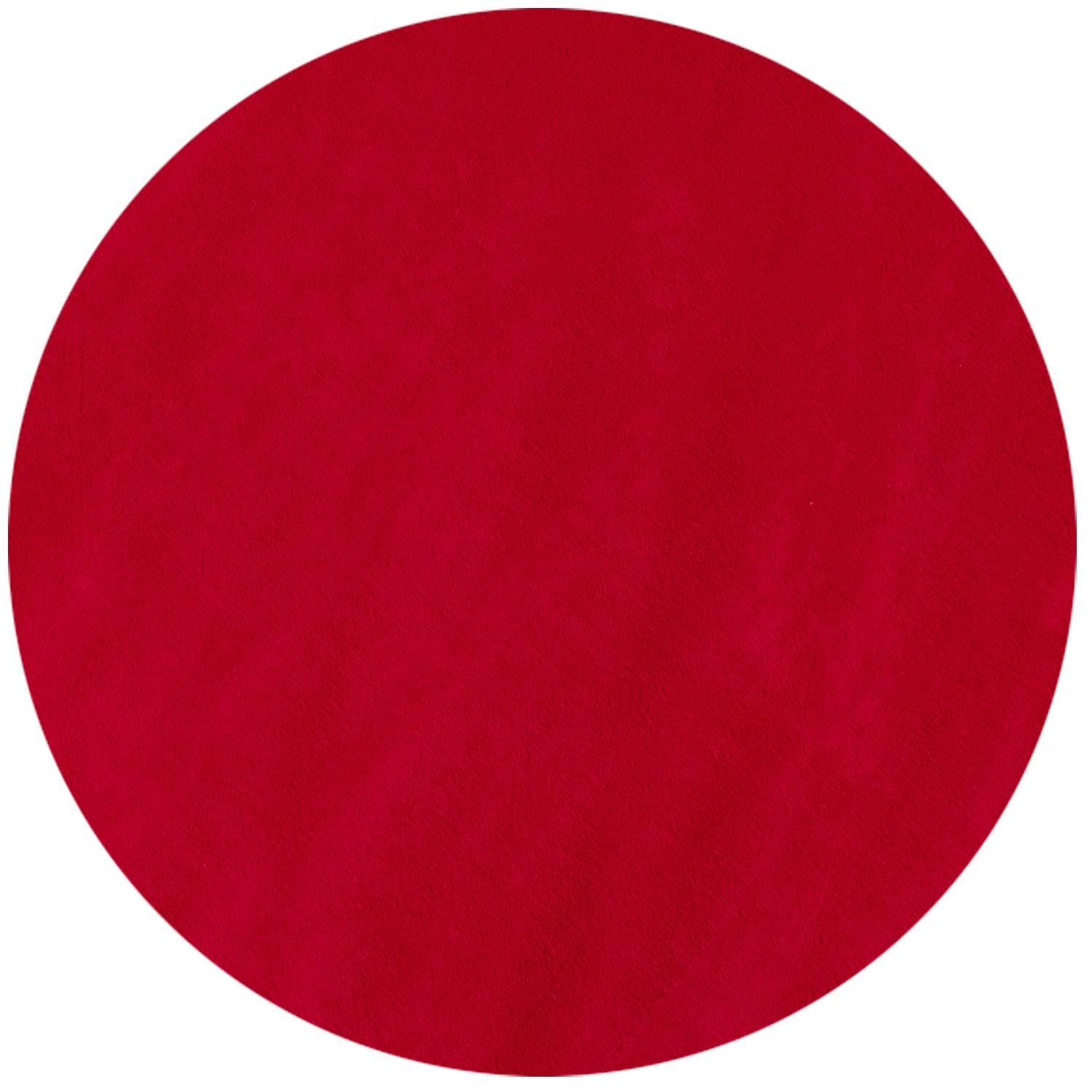 Sky Rund Kortluvet tæppe Ensfarvet - Rød - 120x120 (Rund)
