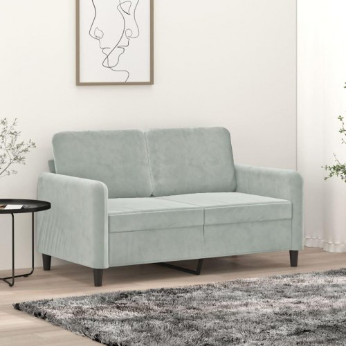 2-personers sofa i velour - lysegrå, sædebredde 120 cm