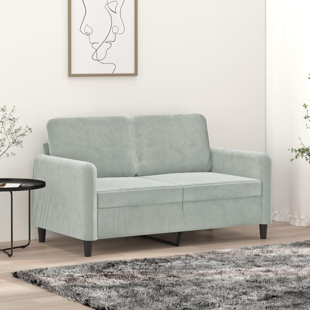 2-personers sofa 120 cm velour lysegrå billede