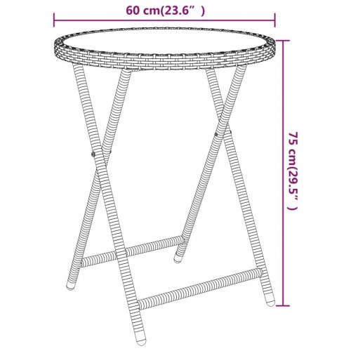 Bistrosæt til haven i polyrattan med hærdet glas - 5 dele, brun