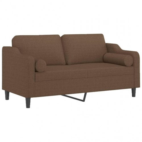2-personers sofa med pyntepuder i stof - brun, sædebredde 140 cm