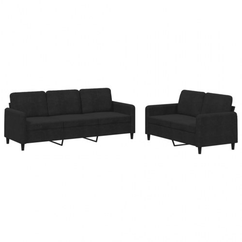Sofasæt i velour - 2- og 3-personers, sort