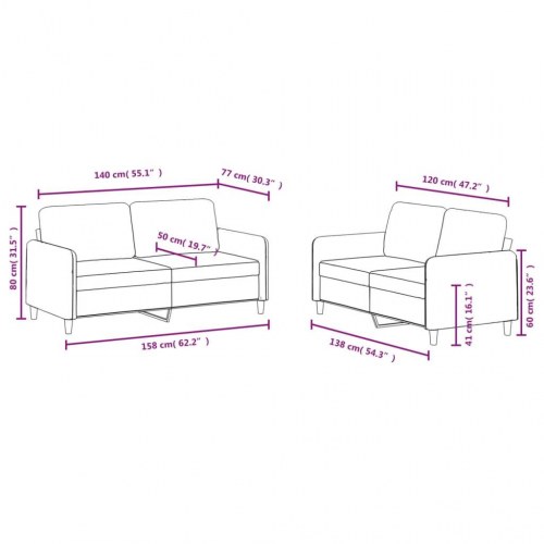 Sofasæt i velour - 2-pers. + 2-pers., mørkegrå
