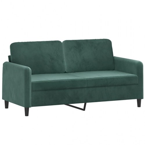 2-personers sofa i velour med pyntepuder, 140 cm - mørkegrøn
