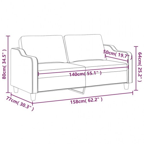 2-personers sofa i stof - brun, sædebredde 140 cm