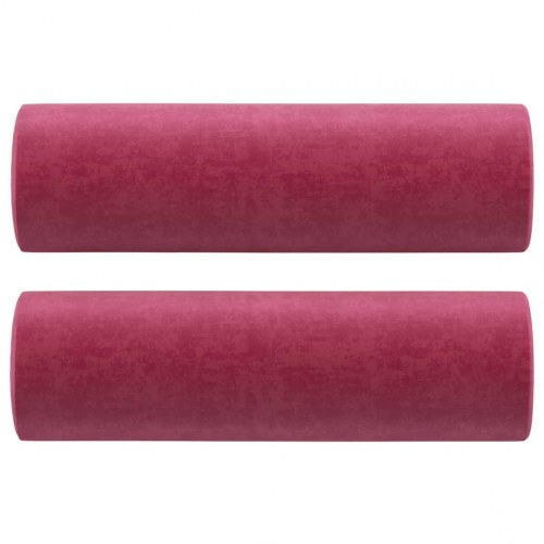 3-personers sofa i velour med pyntepuder - vinrød, 198 cm