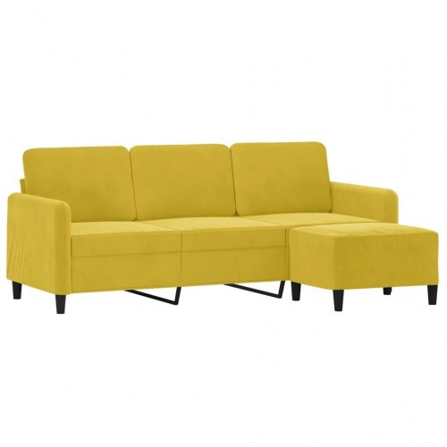 3-personers sofa med fodskammel - 198 cm velour, gul