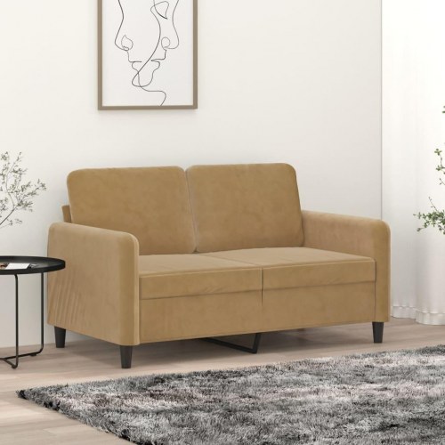 2-personers sofa i fløjl - brun, sædebredde 120 cm