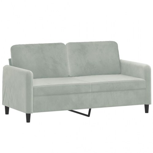 Sofasæt i velour - 2-pers. sofaer med puder, lysegrå (2 dele)