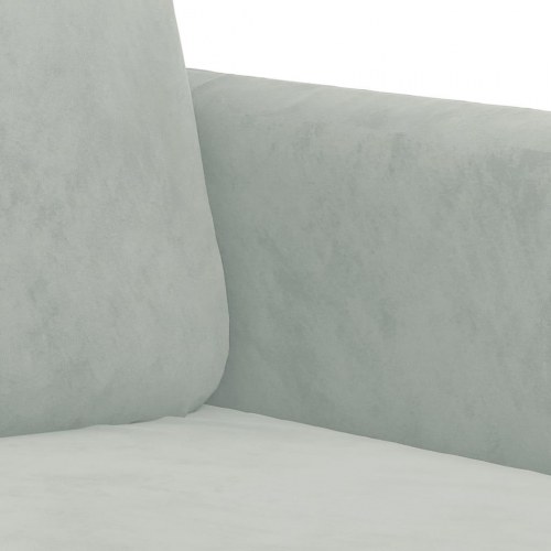 Sofasæt i velour, 3 dele med puder og fodskammel - lysegrå