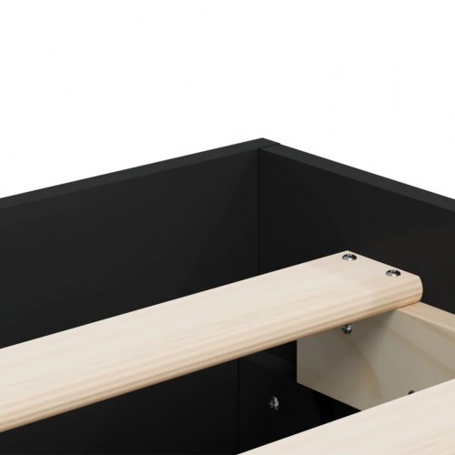 Sengeramme med skuffer 200x200 cm konstrueret træ sort