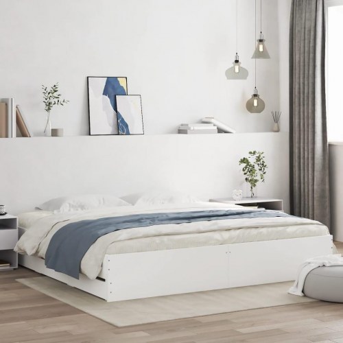 Sengeramme med skuffer 180×200 cm - konstrueret træ, hvid